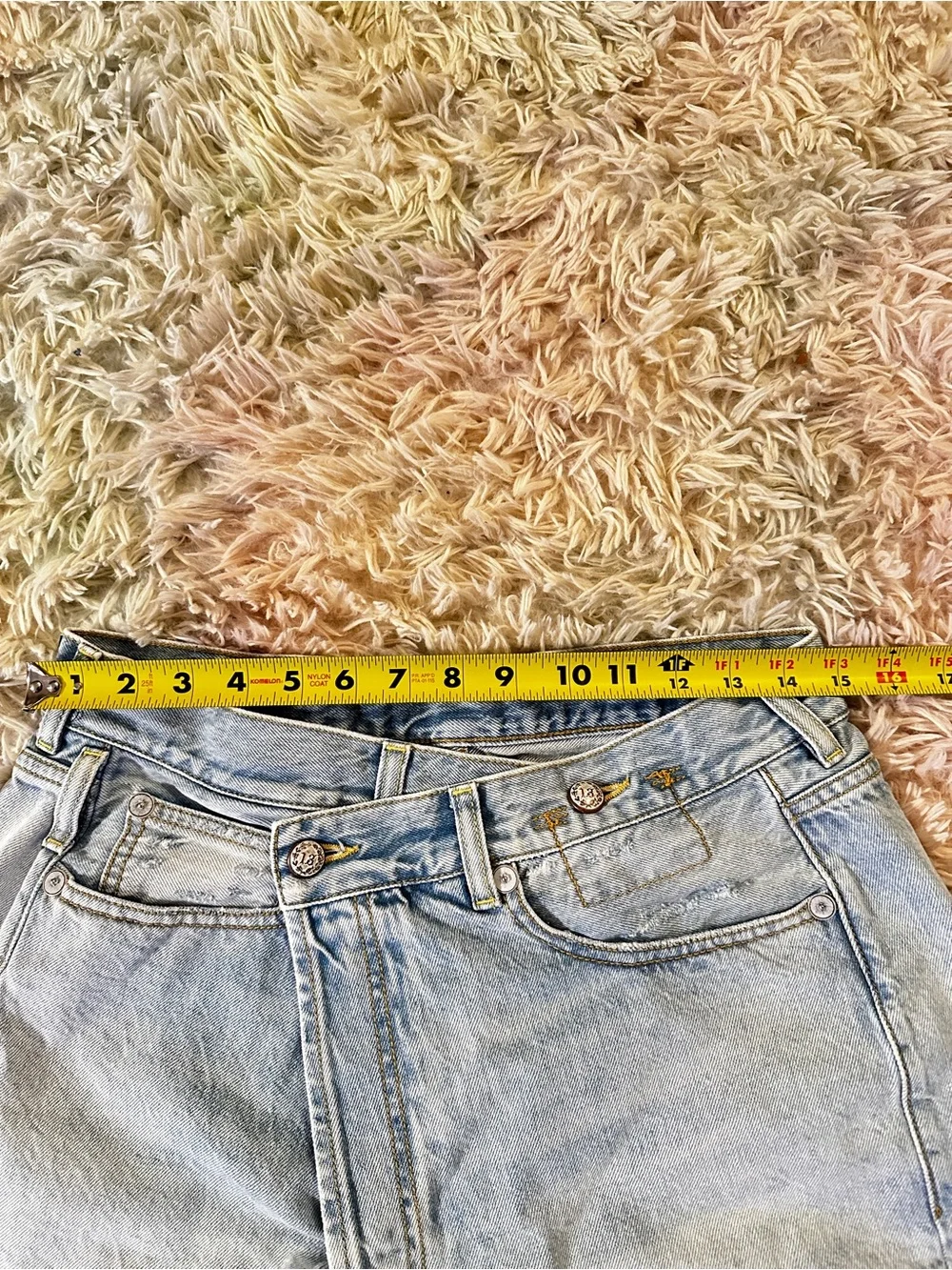 New R13 Tilly With Let Down Hem Crossover Asymmetric Denim Shorts Size 25